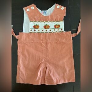 Orient Expressed Pumpkin Embroidered Smocked Romper -Size 1